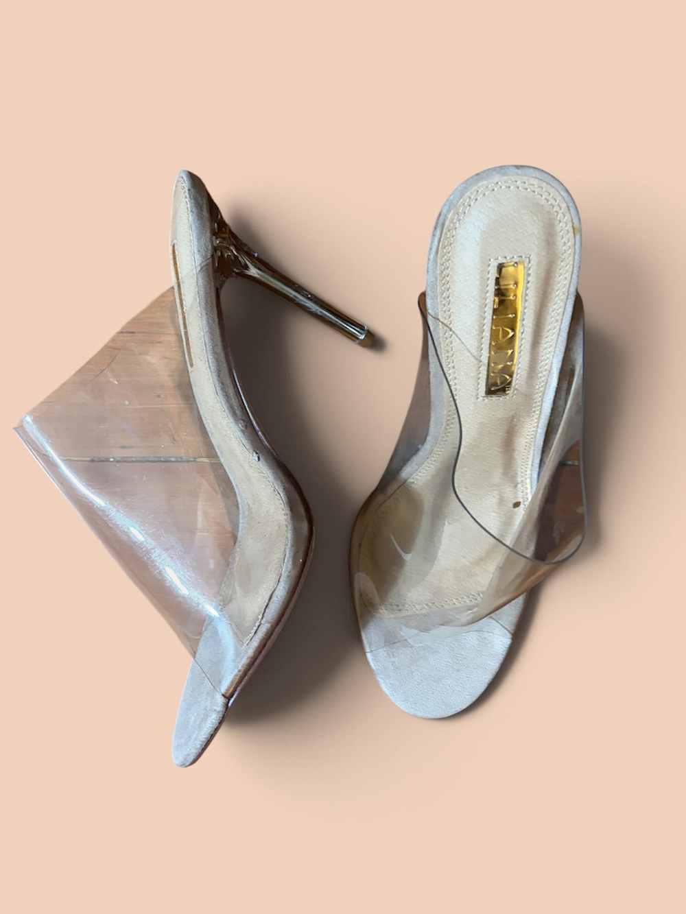 Liliana Nude Clear PVC Stiletto Mule Heels